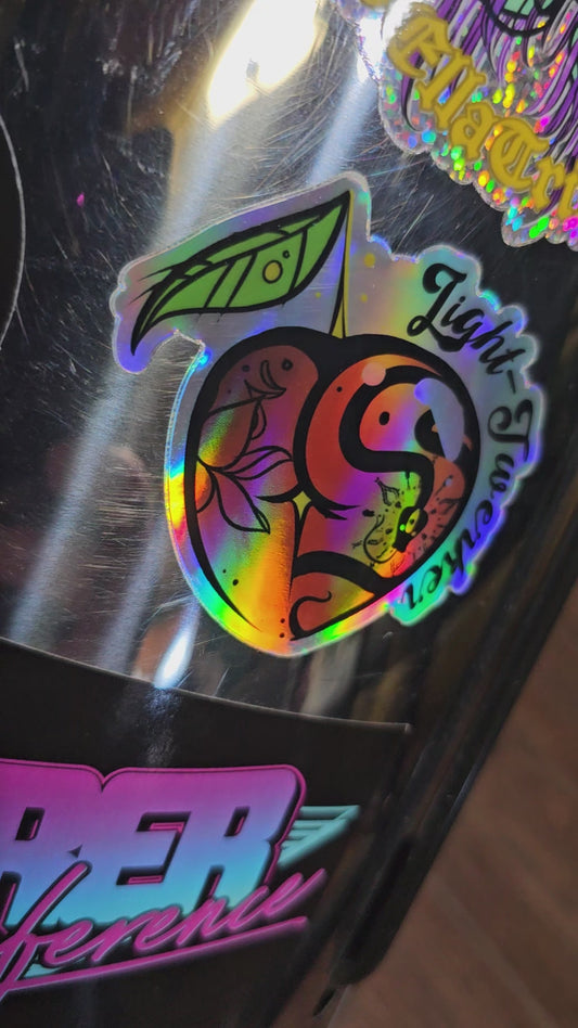 light twerker peach sticker - holographic