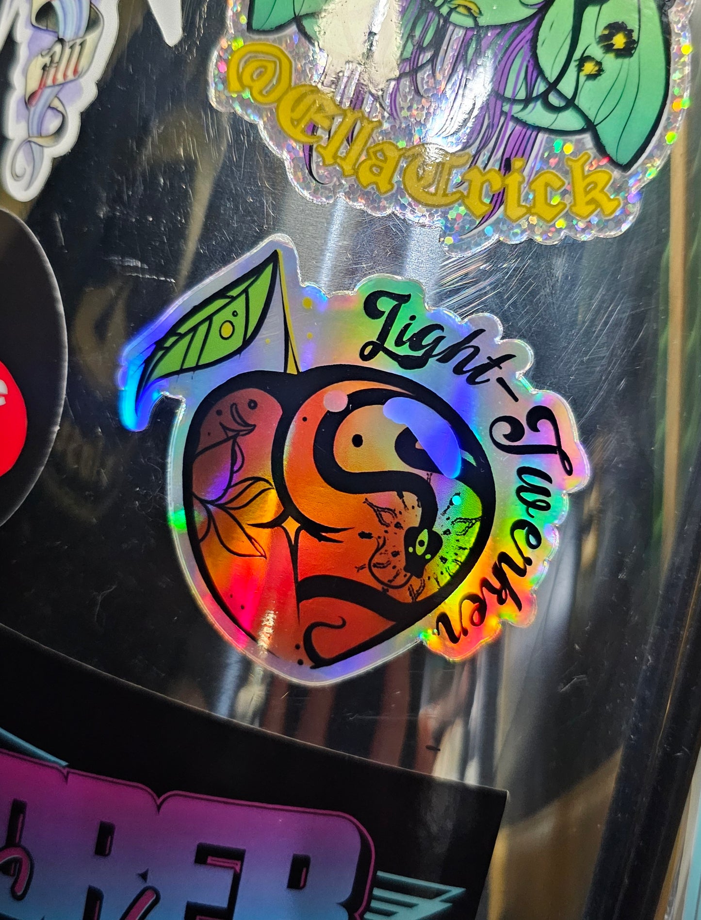light twerker peach sticker - holographic